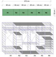 Вариант для помещения гардеробной длинной 3,72 м м и шириной 52 см Вариант для помещения длинной 3,72 м и шириной 52 см